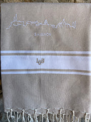 Fouta LUB beige brodée
