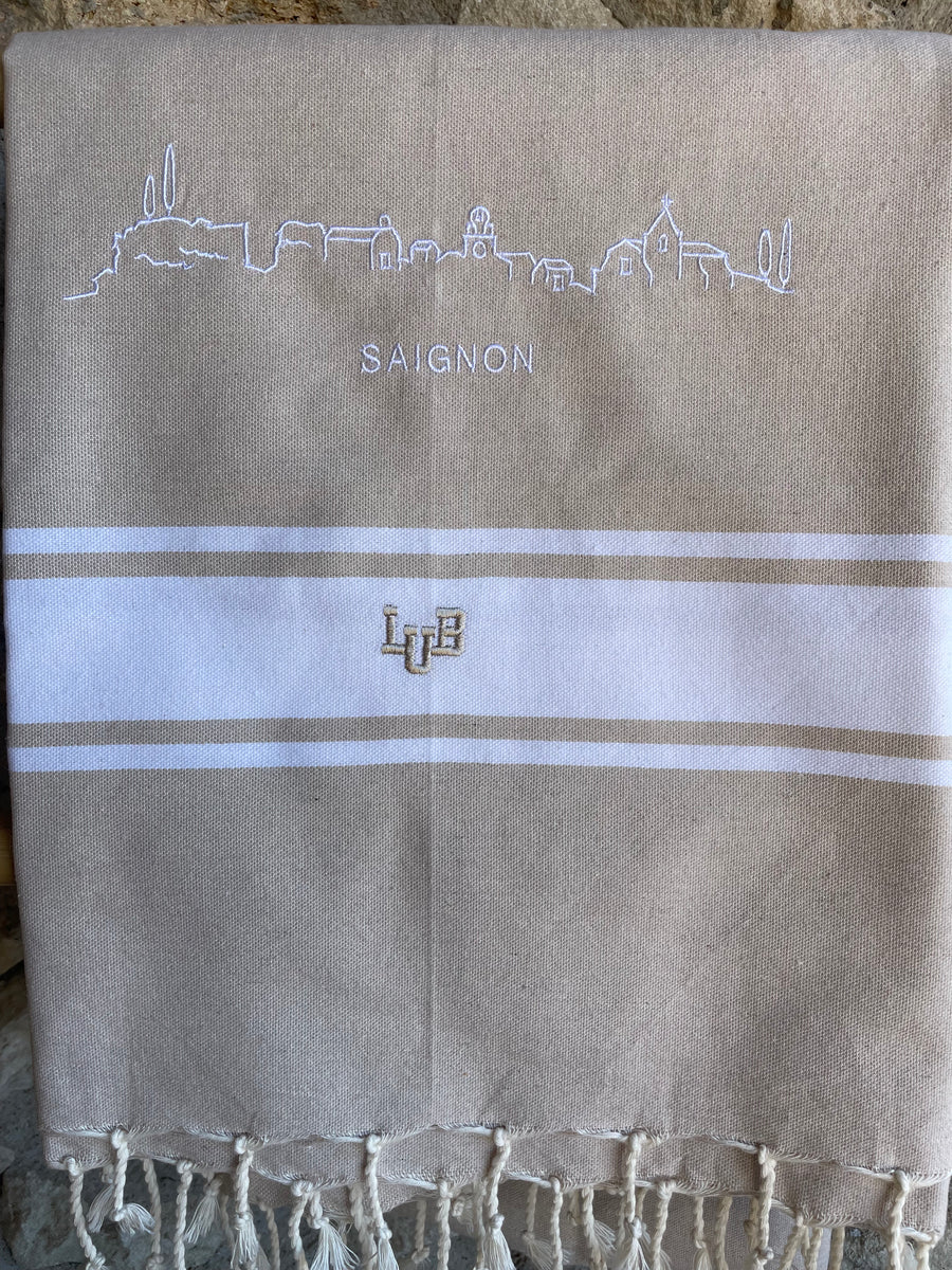 Fouta LUB beige brodée