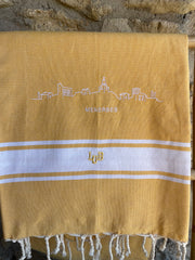 Fouta LUB jaune brodée