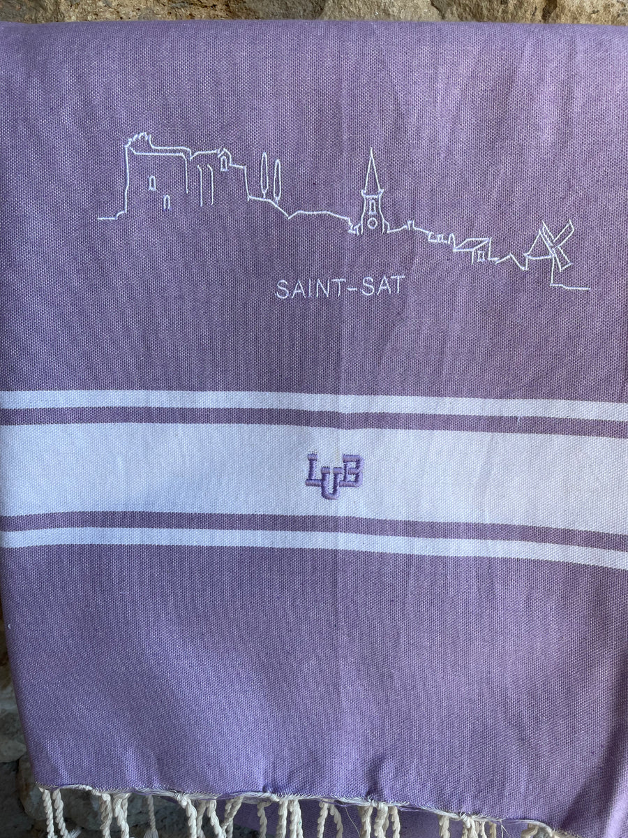 Fouta LUB lavande clair brodée