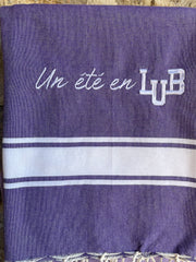 Fouta LUB lavande foncé brodée