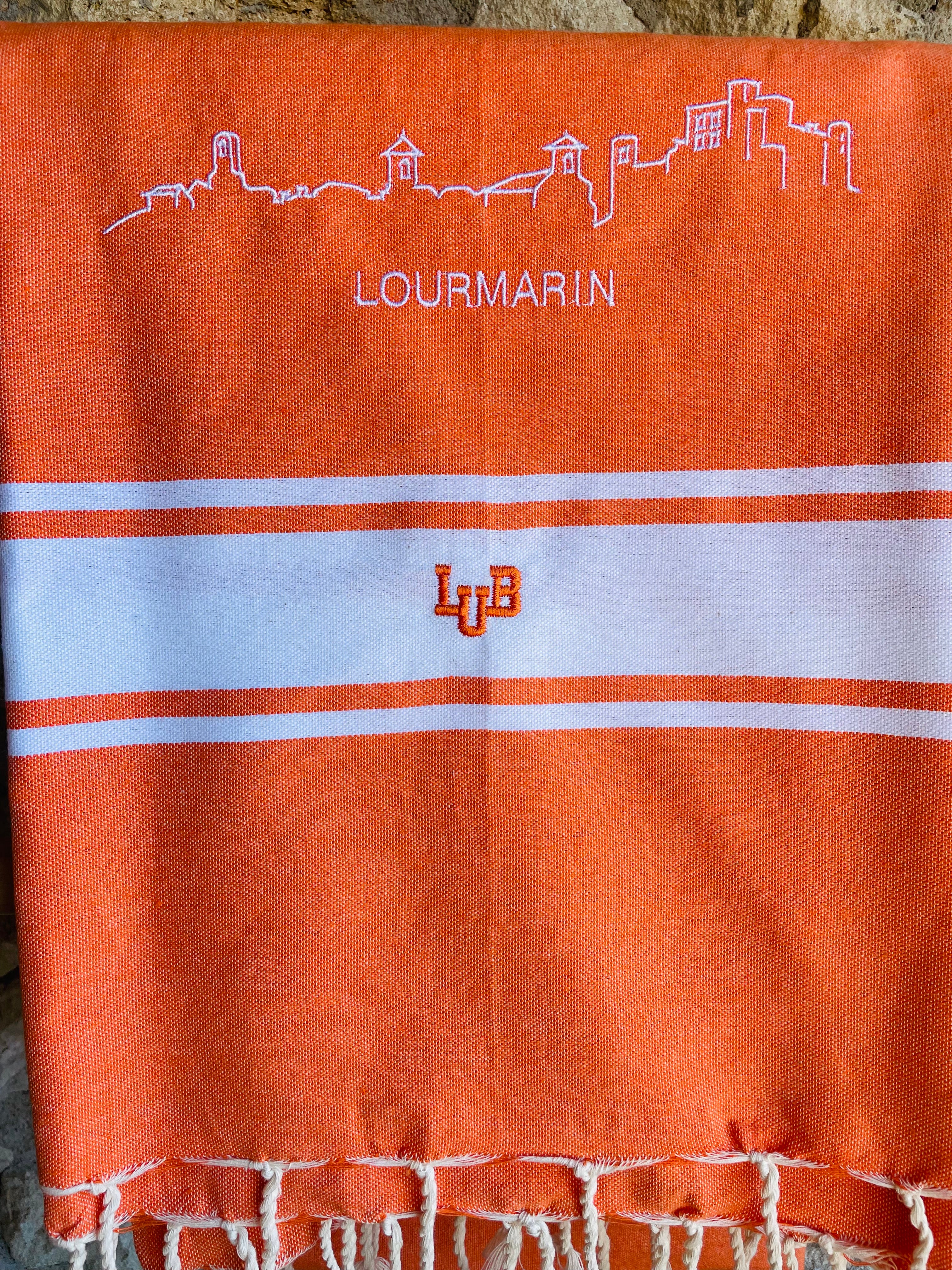 Fouta LUB orange brodée