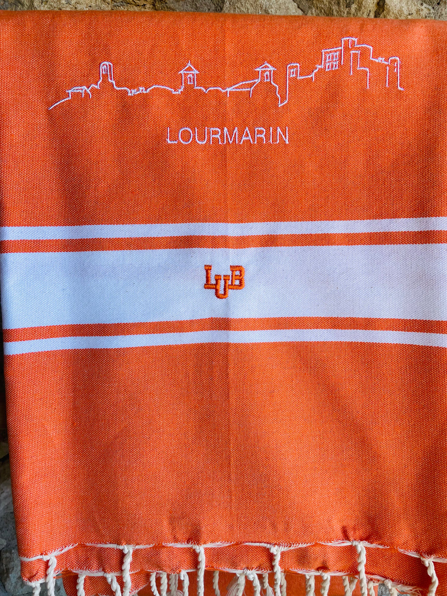 Fouta LUB orange brodée