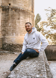 Sweat-shirt à capuche homme gris imprimé LUB