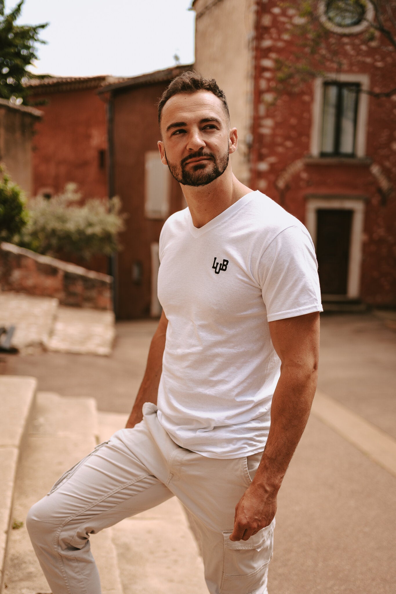 Tee-shirt homme col V coton imprimé LUB