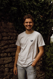Tee-shirt homme gris col rond imprimé LUB